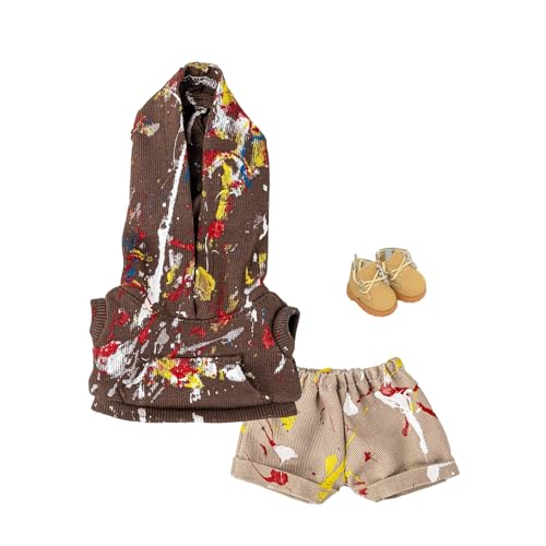 Geeignet für 17 cm trendige Puppen, Spritztinten-Serie, Kleidung, Hosen, Schuhe, Brillen (Blumen-Tinte, braun) von Generic