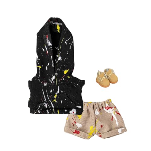 Geeignet für 17 cm trendige Puppen, Spritztinten-Serie, Kleidung, Hosen, Schuhe, Brillen (Splash Ink Black) von Generic