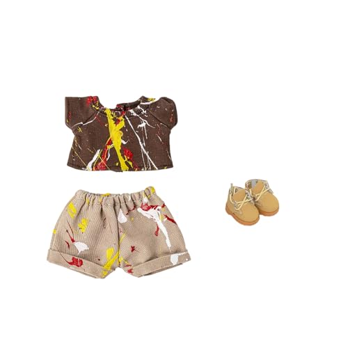Geeignet für 17 cm trendige Puppen, Spritztinten-Serie, Kleidung, Hosen, Schuhe, Brillen (Splash Ink Brown, kurze Ärmel) von Generic
