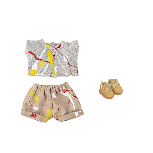 Geeignet für 17 cm trendige Puppen, Spritztinten-Serie, Kleidung, Hosen, Schuhe, Brillen (Splash Ink Grey Short Sleeve) von Generic