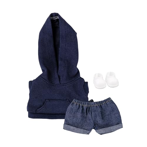 Geeignet für 17 cm trendige Puppen, Spritztinten-Serie, Kleidung, Hosen, Schuhe, Brillen (marineblauer Badezimmerbezug) von Generic
