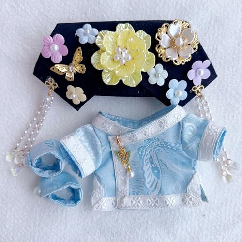 Geeignet für 17 cm trendige Puppen-Kimono, Hanfu Court, ethnische Kleidung, Schuhe (Saphirblau und Weiß Cheongsam) von Generic