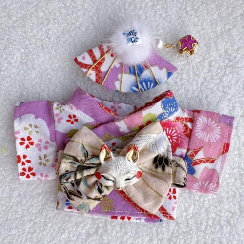 Geeignet für 17 cm trendige Puppen-Kimono, Hanfu Court, ethnische Kleidung, Schuhe (große Kirschblüte, lila Kimono) von Generic