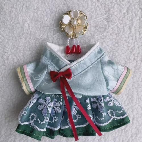 Geeignet für 17 cm trendige Puppen-Kimono, Hanfu Court, ethnische Kleidung, Schuhe (grüner Hanbok) von Generic