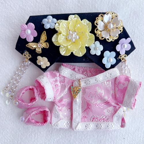Geeignet für 17 cm trendige Puppen-Kimono, Hanfu Court, ethnische Kleidung, Schuhe (hellrosa Cheongsam) von Generic