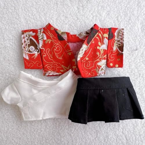 Geeignet für 17 cm trendige Puppen-Kimono, Hanfu Court, ethnische Kleidung, Schuhe (roter Karpfen-Kimono-Mann) von Generic