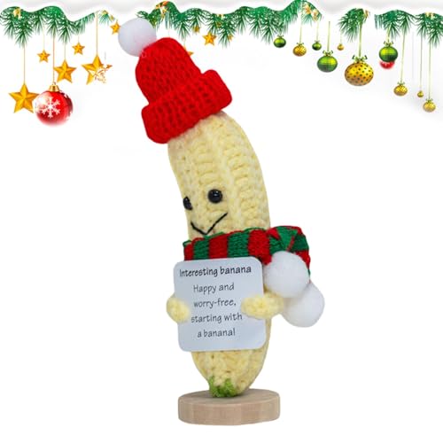 Gehäkelte Bananenpuppe - Gehäkelte Bananenpuppe, Obsthäkelspielzeug | Gehäkelte Früchte für emotionale Unterstützung Weihnachten geschickt entworfen mit -Karte von Generic