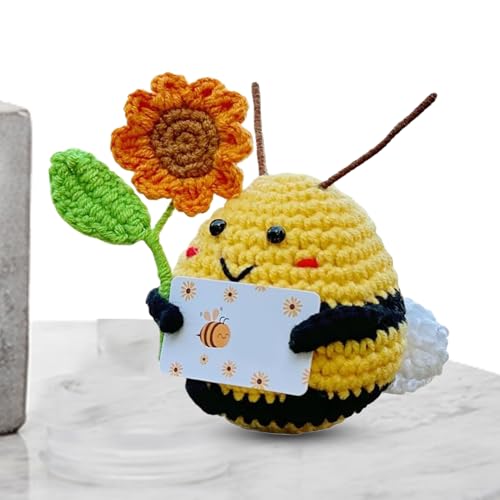 Gehäkelte Biene, Gehäkelte Sonnenblumenpuppe, Süße Dolls Inspirierende Desage Emotionale Unterstützung Mit Papier Für Kinder Erwachsene Gastgeschenke von Generic