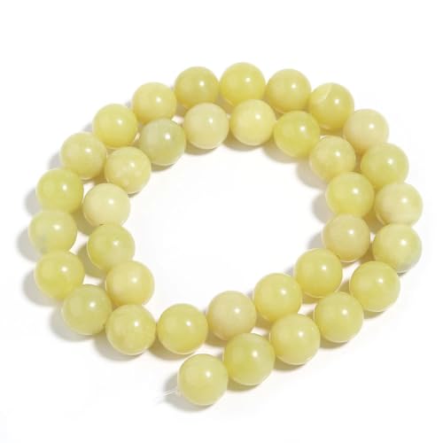 Gelbe Jadeperlen, Naturstein, rund, lose Abstandshalter, Perlen für DIY-Schmuckherstellung, 10 mm, 35 Stück von Generic
