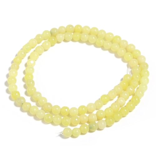 Gelbe Jadeperlen, Naturstein, rund, lose Abstandshalter, Perlen für DIY-Schmuckherstellung, 4 mm, 95 Stück von Generic