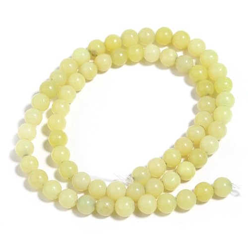 Gelbe Jadeperlen, Naturstein, rund, lose Abstandshalter, Perlen für DIY-Schmuckherstellung, 6 mm, 60 Stück von Generic