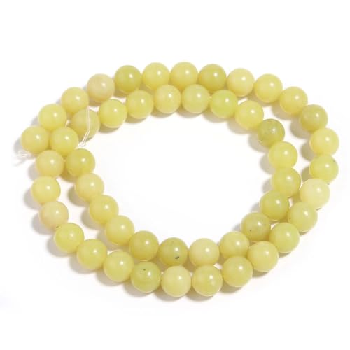 Gelbe Jadeperlen, Naturstein, rund, lose Abstandshalter, Perlen für DIY-Schmuckherstellung, 8 mm, 45 Stück von Generic