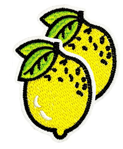 Gelbe Zitronenfrucht bestickte Bügelapplikationen Motive Handwerk Nähen Stickerei Patches Obst Applikation Aufkleber für Männer Frauen Jungen Mädchen Kleidung Jeans T-Shirt Hut Rucksäcke (2 Stück) von Generic