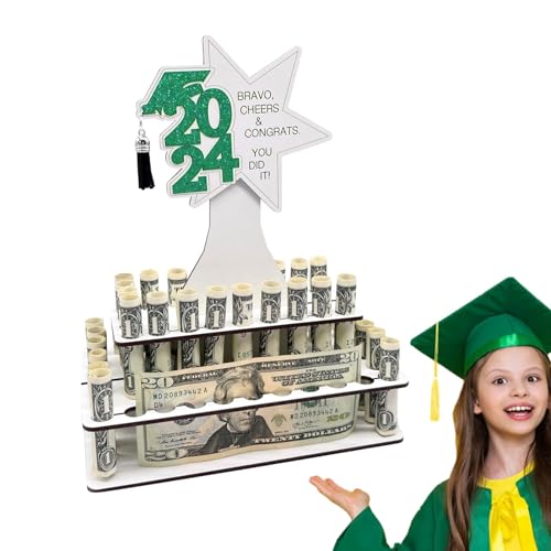 Geldhalter für den Abschluss 2024, Bargeldhalter für Kuchen, Graduierung, aus Holz, Kartenhalter für Abschlusskarten 2024, mit Löchern von Generic
