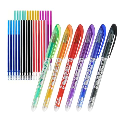 Gelöschte und gelöschte Kugelschreiber: 6 Farben, Schreibfarbe mit glatter Tinte, feine Spitze von 0,5 mm, mit 30 Nachfüllungen für Kinder für Erwachsene, die arbeiten, für Tagebuch und Gelöschte und gelöschte Kugelschreiber: 6 Farben, Schreibfarbe mit glatter Tinte, feine Spitze von 0,5 mm, mit 30 Nachfüllungen für Kinder für Erwachsene, die arbeiten, für Tagebuch und von Generic