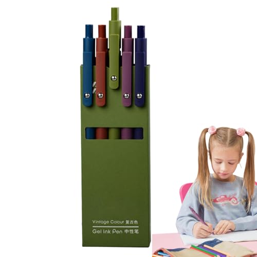 Gelschreiber, Gelschreiber – schnell trocknende Stifte für Journaling, 5 Gelschreiber mit feiner Spitze, einziehbare Kugelschreiber für Notizen in einem Tagebuch, c von Generic