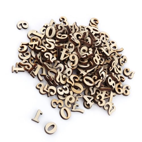 Gemischte Hölzerne Buchstaben A -Z Set - Natürliches Holzalphabet für Kinderlernen und DIY -Handwerkdekor - Unbemalt 200pcs für Frühe Ausbildung und Wohnungsbaudekoration (Figur) von Generic