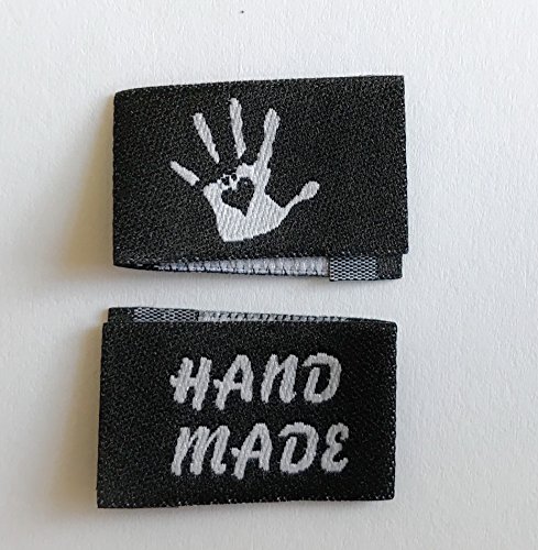 Generic 10 Handmade with Love Label wählbar Webetiketten Einnähetiketten Textiletiketten Kleideretiketten (schwarz/Weiss) von Generic