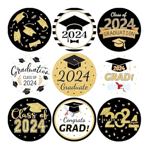 Generic Abschlussaufkleber 2024, Abschlussaufkleber Klasse 2024-500 Stück Etiketten der Klasse 2024 - Abschlussetiketten 2024, Glückwunsch-Abschlussetiketten für Umschlag-Grußkarten von Generic