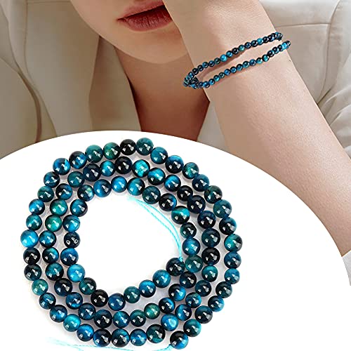Generic Blue Tiger Augenperlen, 4mm Naturstein Blaues Tiger Augen Runde Perlen Naturstein Blaues Augenperlen Diy Schmuck Armband Machen Accessoire Machen (4mm 【92 Teile/String】) von Generic