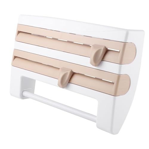 Generic CLING -Filmspender, Küchenrollhalter Wandmontage Küchentuchhalter mit Cutter Vane/Wing Design für Aluminiumfolie, Klammerfilm, Küchentuch (Khaki) von Generic