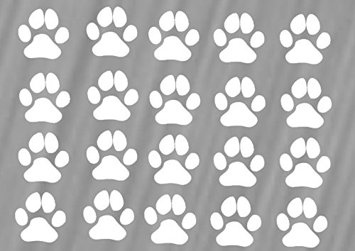 Hundepfoten Aufkleber 24 Stück Pfoten 3x3cm pro Pfote (12/3) (weiß glanz) von Generic