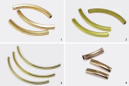 Generic INWARIA Röhrchen Metallröhrchen Röhre gebogen Verbinder Perlen Tube Zwischenperlen, S79, 1-50x4x4mm, goldfarben, 10 Stück von Generic