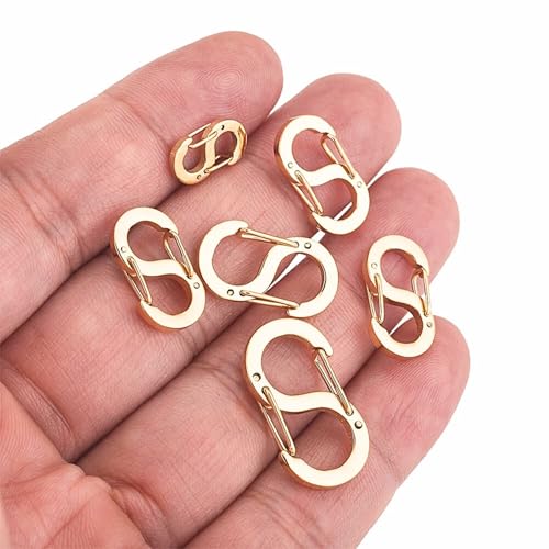 Generic Karabinerverschluss Halskettenkürzer und Verlängerung, einfach zu bedienen, vielseitige Edelstahlverschlüsse in Gold und Silber, für Schmuckreparatur und -herstellung, 16 x 9 mm, Gold von Generic
