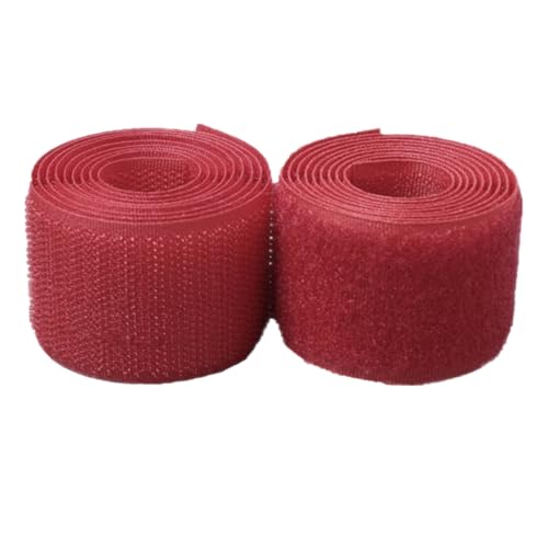 Generic Klettband Annähen 25mm - Befestigung Nylongewebe Verriegelungsband für DIY Handwerk Nähverschlüsse (Dunkelrot, 25mm x 5 Yard) von Generic