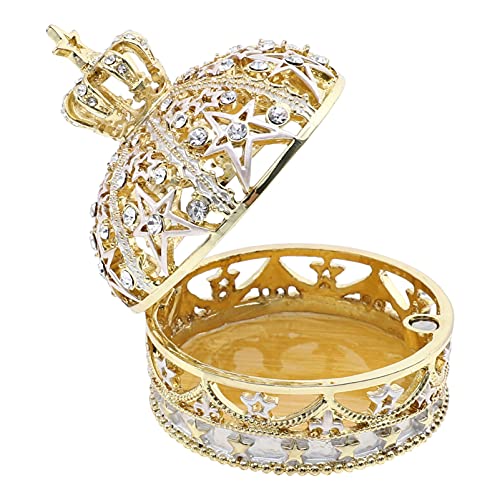 Generic Kristall Ring Box Krone Form Vintage Ringschatulle Hochzeit Ringbox Schmuckschatulle Ringschachtel Geschenkbox Aufbewahrungsbox für Brautpaar Verlobungsring, PU57146256U1B99AO5J,Golden, 7x6cm von Generic