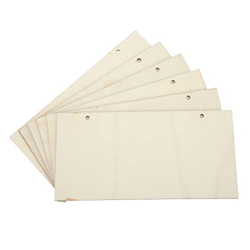 Generic Leere Holzschilder, Holzplaques für Handwerk 6pcs Hängende Holzschilder Rechteck Leere Hängende Dekorative Holzbanner mit Seilen für Pyrographiemalerei von Generic