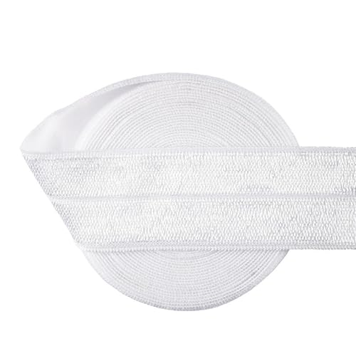 Generic Nine Looms Gummiband zum Nähen, 2,5 cm, 2,5 cm, 2,7 m, weiße Strickgummis, hohe elastische Schnur zum Nähen von Bund und Hosenbund (3Y Weiß) von Generic