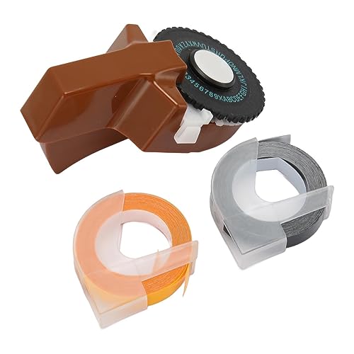 Generic Präge -Etikettenhersteller, Multifunktional Compact Manual Label Maker Mini mit 2 Rollreifen für Fotoalben für das Büro für DIY -Projekte (BROWN) von Generic