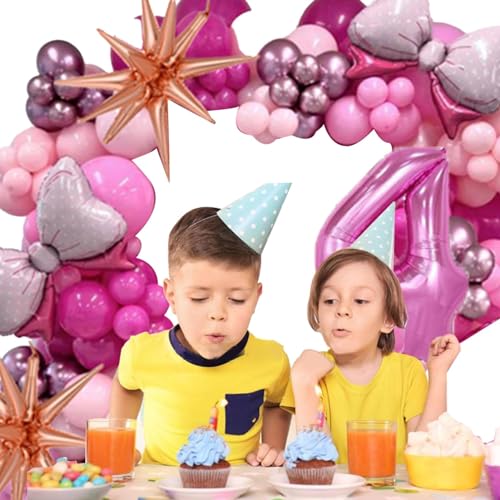 Generic Rosa Geburtstagsdekorationen, rosa Latexballons-Set | Rosa Schleifen- und Zahlen-Geburtstagsdekorations-Luftballons-Set | Rosa Metall- und Rosenschleifenfolie für alles Gute zum Geburtstag, von Generic