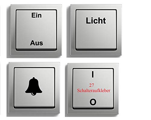 Generic Schalteraufkleber SET Glocke Heizung (27 Stk., Weiß, Glänzend, Minimalistisch, Kunststoff, Quadratisch, Wasserfest, Einfarbig, Wiederverwendbar, Wand, Haushaltsgeräte) von Generic