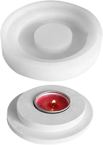 Géneric Silikonformen, Silikonform Häuser für Zuhause, Runde Gießformen, Teelichthalterform, Valentinstag Herz Teelicht Gipsform (3) von Géneric