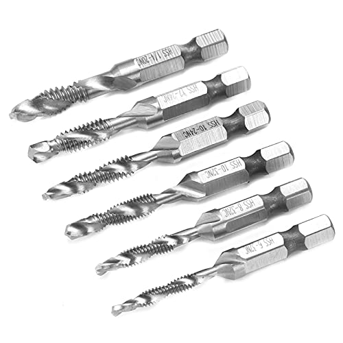 Generic Tippen Sie auf Set, Gewinde Tippen Sie auf Set Uns Standardschraubengewinde Kombiniert 6pcs TAPS HSS HEX SHANK TAPPING -ÜBERBITT BITTER TORS TAPS von Generic