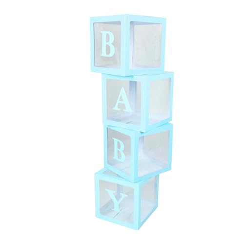 Generic Transparente Ballonbox mit Buchstaben für die Babyparty für Vorschläge, Langlebige Ballonbox -Dekoration für Geburtstagsfeier, Set mit 4 Ballonkisten (BLUE) von Generic