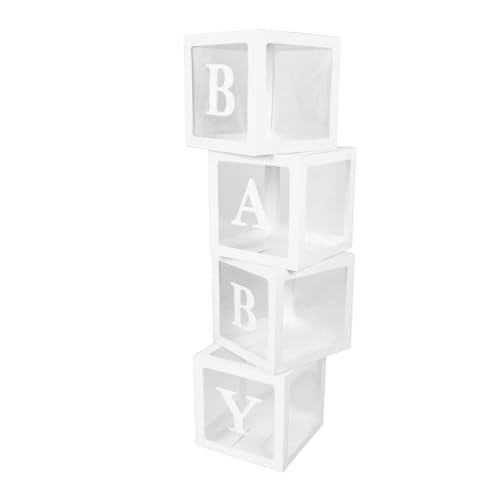 Generic Transparente Ballonbox mit Buchstaben für die Babyparty für Vorschläge, Langlebige Ballonbox -Dekoration für Geburtstagsfeier, Set mit 4 Ballonkisten (WHITE) von Generic