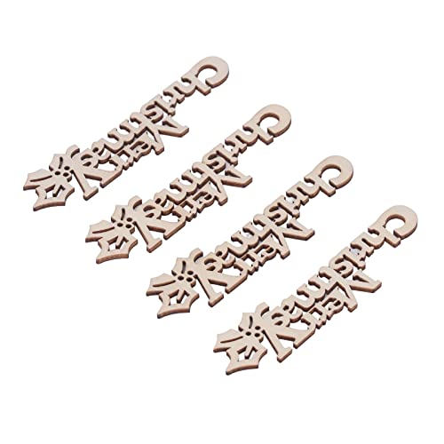 Generic Wörter Art Slice Cutouts Scheiben Anhänger Baum Nähen Tags, Frohe Weihnachten Holzausschnitt Urlaub Party Holzausschnitt Leer Frohe Hanging Dekoration Muster Verzierung Holz Mini von Generic