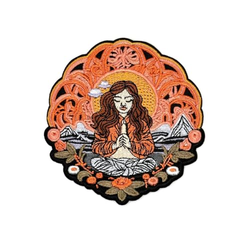 Generic Yoga Girl Meditation Patch - Bestickter Chakra Iron On Sew On Applique Patches for Holes, Clothing, Dress, Jeans, Hat, Backpacks, Clothes - 8.9 cm Round Spiritual Iron On Patch von Generic