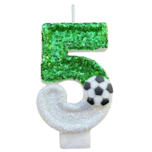 Generische Geburtstags-Zahlenkerzen, Funkelnde Pailletten-Fußball-Geburtstags-Zahlenkerze, grüne Zahlen-Kuchenkerze für unvergessliche Feiern von Generic