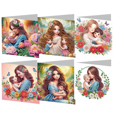 Generisches 6PCS Happy Muttertag 5d DIY Malerei Grußkarten -Kit mit Umschlag von Generic