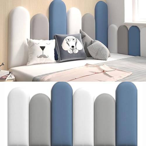 Gepolsterte Wandpaneele, Wasserdichte Weiche Wandaufkleber, 3D Selbstklebende Wandpaneele, Wiederverwendbare Kinderzimmer Kopfteil Deko für Wandgestaltung(Silver,55x120cm) von Generic