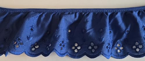 Gerüschter Stoff mit Ösen, Spitzenborte in Königsblau, zum Nähen von Brautkleidung, Babykleidung, Decken, Kissen, DIY-Dekorationen (7,6 cm x 9,1 m durchgehende Meter) von Generic