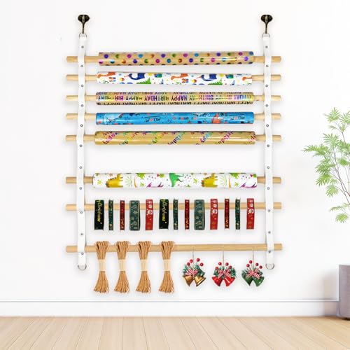 Geschenkpapier-Aufbewahrung, Geschenkpapier-Organizer, Präsentations-Organizer, Aufbewahrungsdisplay für Weihnachtsdekoration (Beige) von Generic