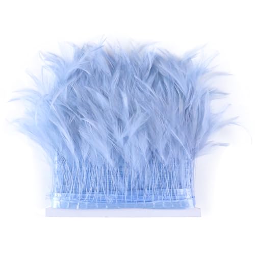 Gestreifte Hahn-Federborte, 10-13 cm, für DIY-Party, Hochzeitskleider, Dekoration, Basteln, 1 m, Hellblau Gestreifte Hahn-Federborte, 10-13 cm, für DIY-Party, Hochzeitskleider, Dekoration, Basteln, 1 m, Hellblau von Generic