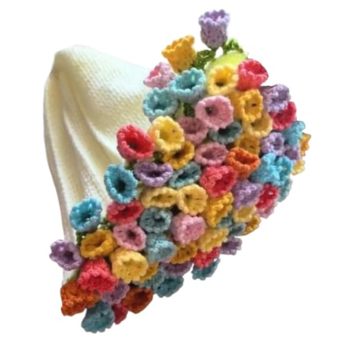 Gestrickte Decke – Garn-Blumen-Set, gehäkelte Geschenkdecke | Häkeldecke mit realistischen Blumen, romantisches Deckendesign, r0se Decke von Generic