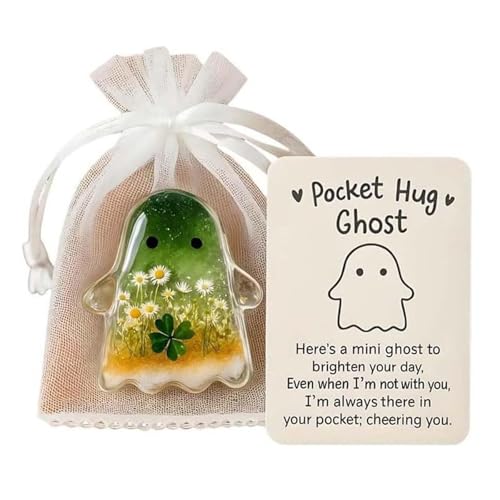 Ghost Pocket Hug, Ghost Pocket Karte, Miniaturgespenst mit ermutigender Botschaft, Figurenskulptur als kleiner Glücksbringer für Halloween, geliebte Menschen und Freunde Ghost Pocket Hug, Ghost Pocket Karte, Miniaturgespenst mit ermutigender Botschaft, Figurenskulptur als kleiner Glücksbringer für Halloween, geliebte Menschen und Freunde von Generic