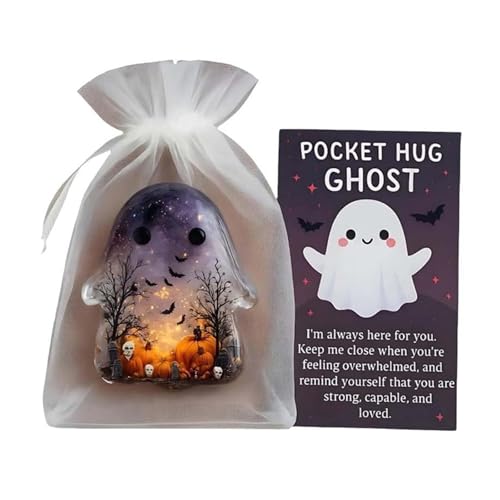 Ghost Pocket Hug, Ghost Pocket Karte, Miniaturgespenst mit ermutigender Botschaft, Figurenskulptur als kleiner Glücksbringer für Halloween, geliebte Menschen und Freunde Ghost Pocket Hug, Ghost Pocket Karte, Miniaturgespenst mit ermutigender Botschaft, Figurenskulptur als kleiner Glücksbringer für Halloween, geliebte Menschen und Freunde von Generic